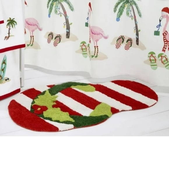 Festive Flip Flop Shower Curtain Hooks 12 Piece Set NEW! Coastal Christmas - Picture 4 of 4